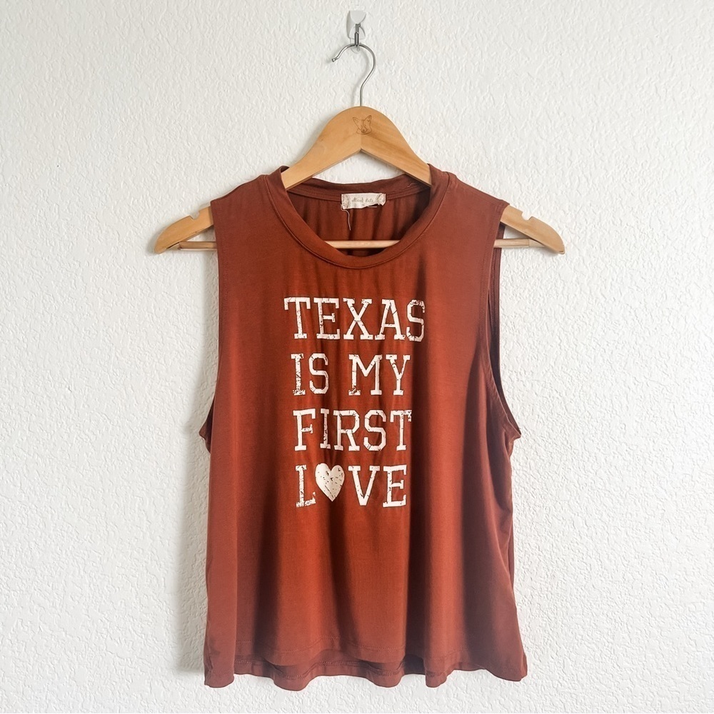 Alter’d State “Texas is My First Love” Burned Orange Crop Tank